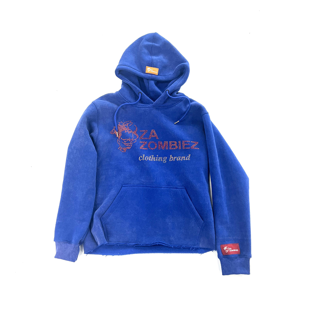 Heavy fleece Cropped Hoodie “Loyal To the Soil” Blue
