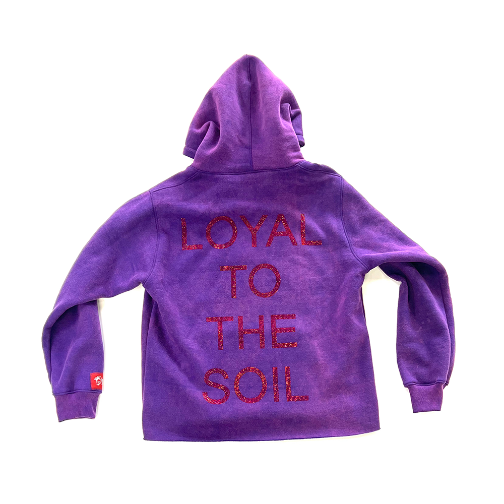 Heavy fleece Cropped Hoodie “Loyal To the Soil” Purple