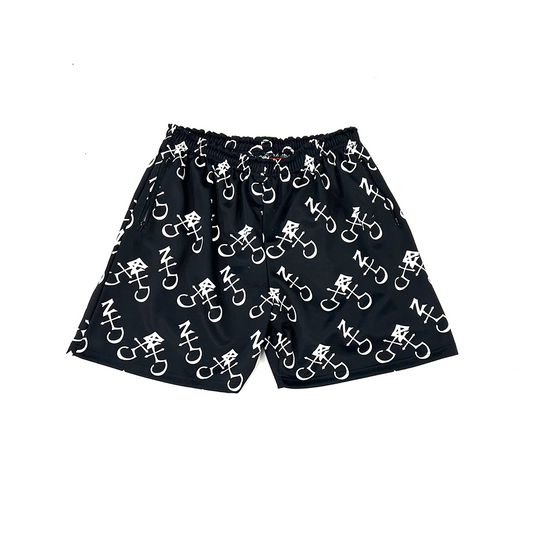 “Zombiez Symbol of Saturn” monogram print sportswear tech shorts