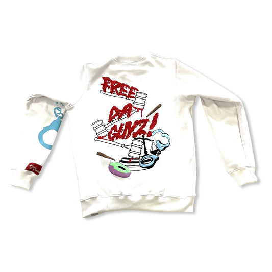 White “ Free Da Guyz” Crewneck