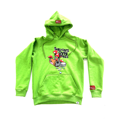 “Shrooms Over Percs” Dark Green Fleece Hoodie