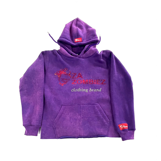 Heavy fleece Cropped Hoodie “Loyal To the Soil” Purple