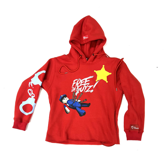 Red “ Free Da Guyz” Cropped Hoodie